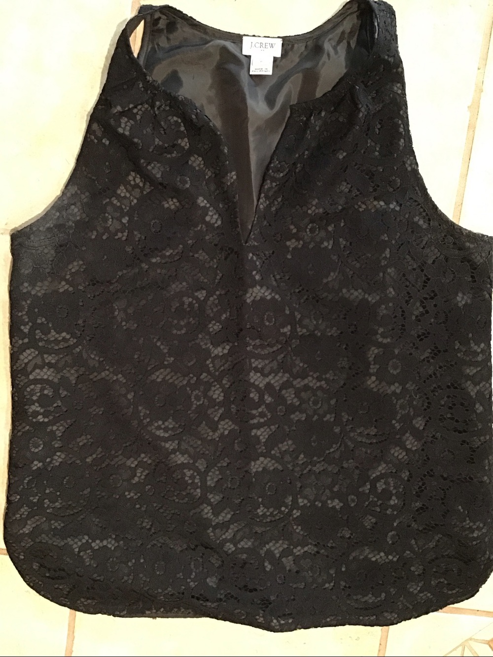 J. Crew Black Lace Sleeveless Shell